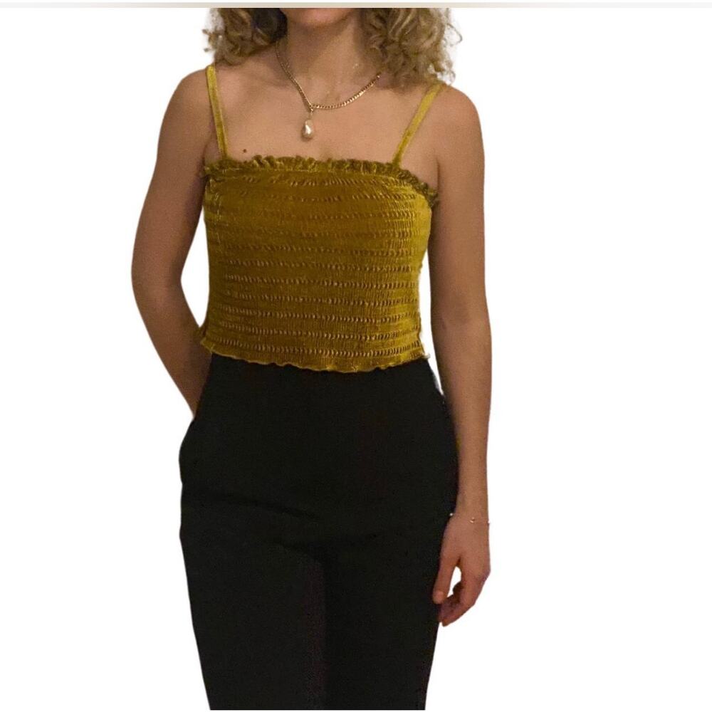 Wild Fable Yellow Crop Velvet Top XS